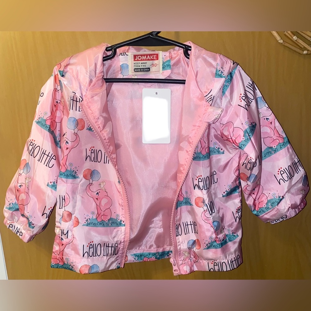 Super Cute Light Pink Windbreaker / Rain Jacket + Hood